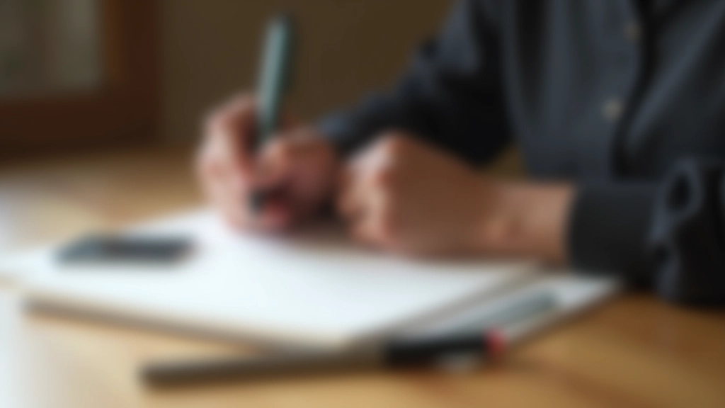 Mão de pessoa escrevendo em diário aberto com caneta, mostrando o ato reflexivo da escrita pessoal