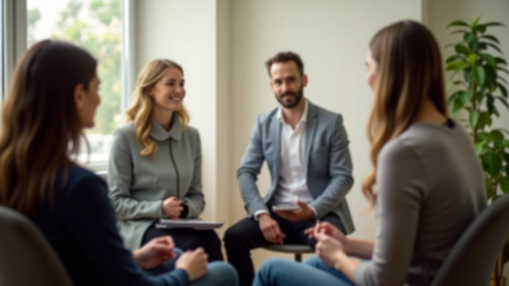Sessão de treinamento de resiliência com participantes em círculo colaborativo