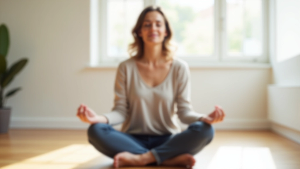 Pessoa a meditar num espaço tranquilo com luz natural, demonstrando calma e foco interior